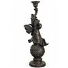 Image 4 : Bronze Figural Candlestick Cherub with Butterfly Wings on Ball Motif Base