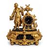 Image 1 : Ornate Gilt Bronze Mantel Clock with Female Figure and Bird, Roman Numeral Dial