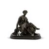 Image 1 : Patinated Bronze Seated Female Figure Holding Book and Stylus on Oval Base