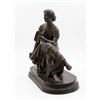 Image 2 : Patinated Bronze Seated Female Figure Holding Book and Stylus on Oval Base