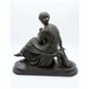Image 4 : Patinated Bronze Seated Female Figure Holding Book and Stylus on Oval Base