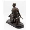 Image 5 : Patinated Bronze Seated Female Figure Holding Book and Stylus on Oval Base