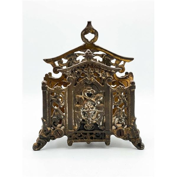 Bradley & Hubbard Cast Iron Letter Holder, Model 3570, Ornate Design