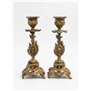 Image 1 : Ornate Gilt Bronze Candle Holders with Decorative Leaf Motifs