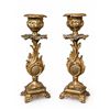 Image 4 : Ornate Gilt Bronze Candle Holders with Decorative Leaf Motifs
