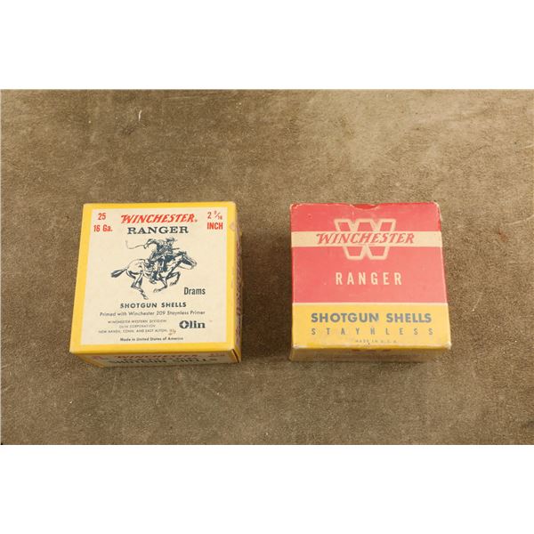 Full & Sealed 2-Piece Box 16 Gauge Winchester Ranger #8 Shotgun Shells & Empty Horse & Rider Box