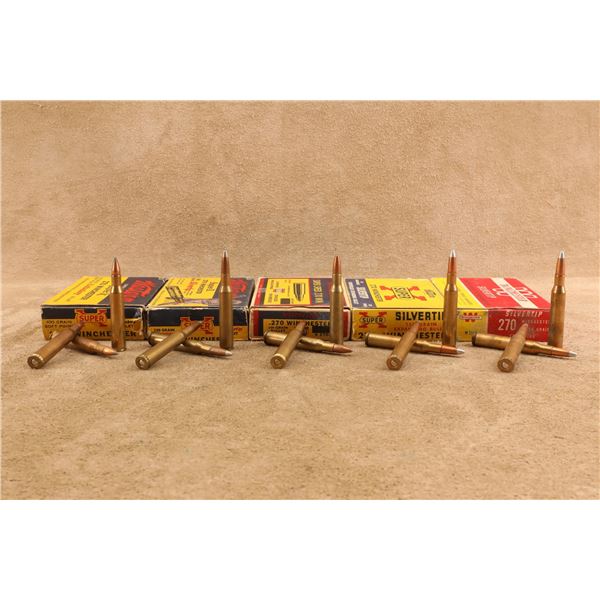 Five Boxes Containing 89rds Of Winchester .270 Win. Silvertips JHP 100gr 130gr Ammunition