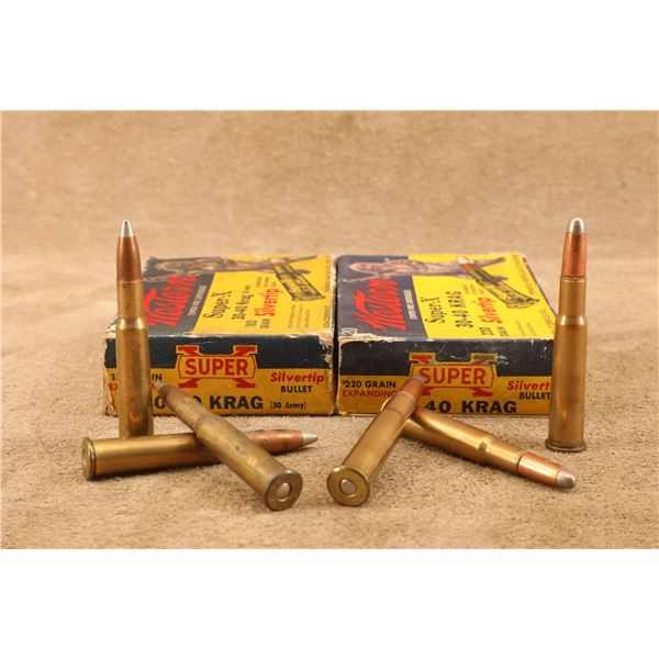 Western Super-X 30-40 Krag Silvertip Ammunition 40 Rounds, 180gr And 220gr, Vintage Boxes