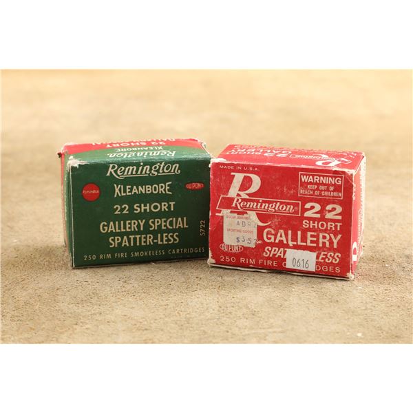 Two Boxes Containing 490rds Of Vintage Remington .22 Short Gallery Special Spatter-Less Ammo