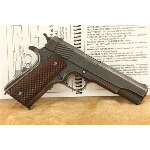 WWII Union Switch & Signal US&S 1911-A1 US Army Du-Lite .45 ACP Military Pistol, 1943 C&R