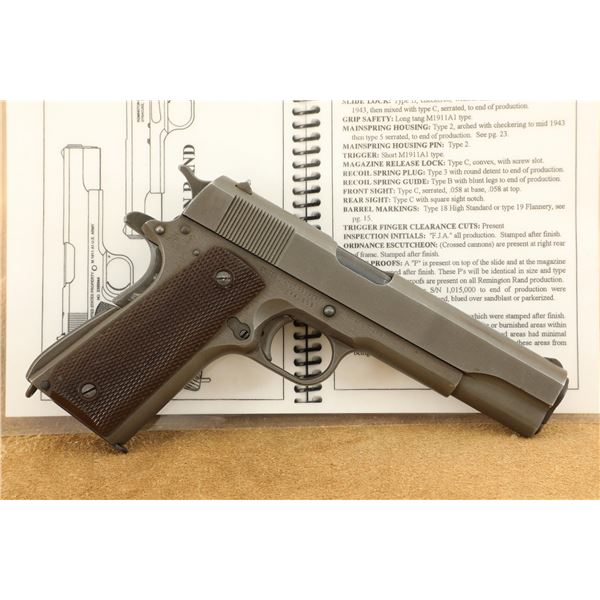 Late WWII US Remington Rand 1911A1 1911-A1 .45 ACP Military Semi-Automatic Pistol, 1945 C&R