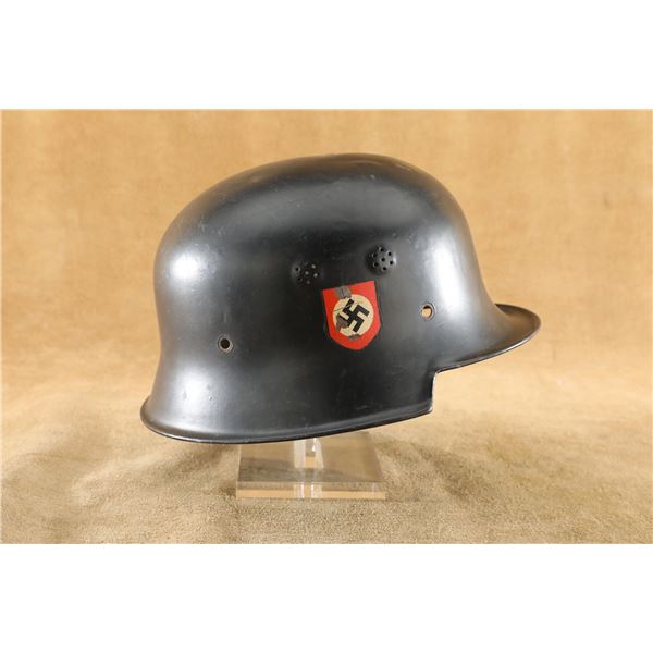 WWII German Fire Police Feuerschutzpolizei Double Decal Steel M34 Helmet With No Liner