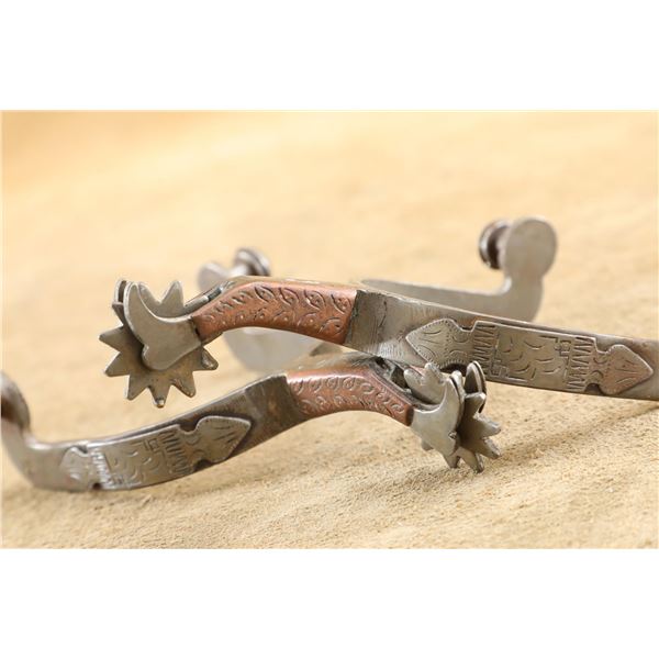 Star Brand "Gal Leg" Cowboy Spurs With Rowels North & Judd Style Vintage Western Pair
