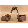 Image 1 : Crockett Cowboy Spurs Hand Tooled Leather Straps CMC Buckles Western Riding Set
