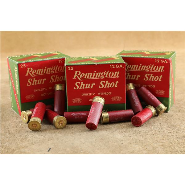 Three Boxes Of Vintage Remington Shur Shot 12 GA 2 3/4" Shotgun Shells Ammunition