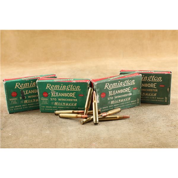 Four Vintage Boxes Of Remington Kleanbore .270 Win.150 Gr Semi-JSP Ammunition