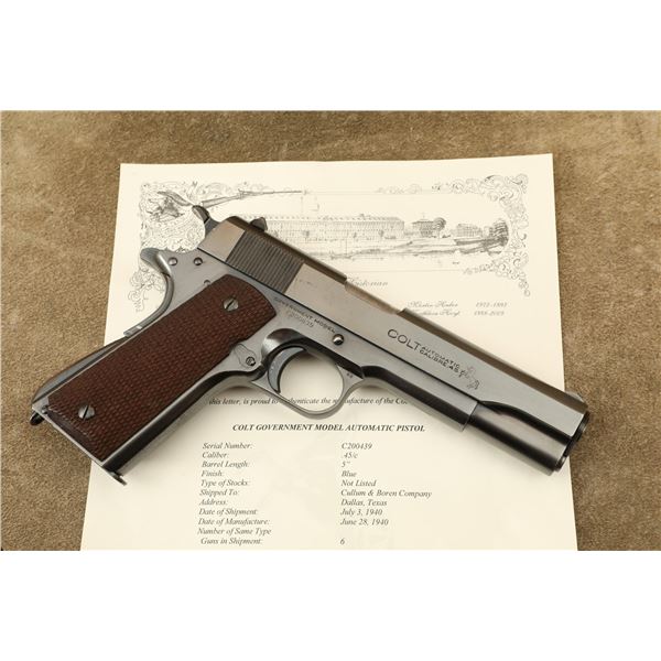 Scarce Swartz Safety Colt Commercial Government Model 1911 .45 ACP Semi-Auto Pistol, 1940 C&R