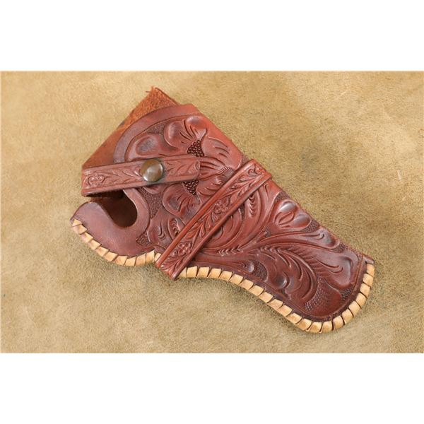 Abercrombie & Fitch No. 1909 Laced & Floral Carved Holster RH For 4" Medium Frame Revolvers