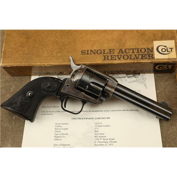 Boxed Colt Peacemaker 22 4.4" .22 LR WMR Magnum Convertible Single Action Revolver, 1972 C&R