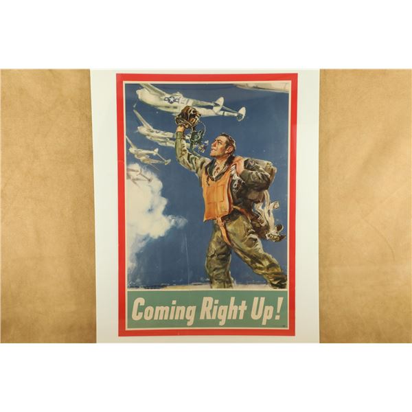 Original 1945 U.S. Army Air Forces "Coming Right Up!" Recruitment 24" x 35" Poster