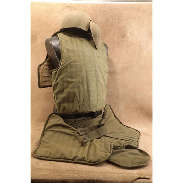 WWII USAAF Bomber Crew Three Piece Flak Suit – M1 Flak Vest, M5 Seated Groin Apron, & M5 Fl