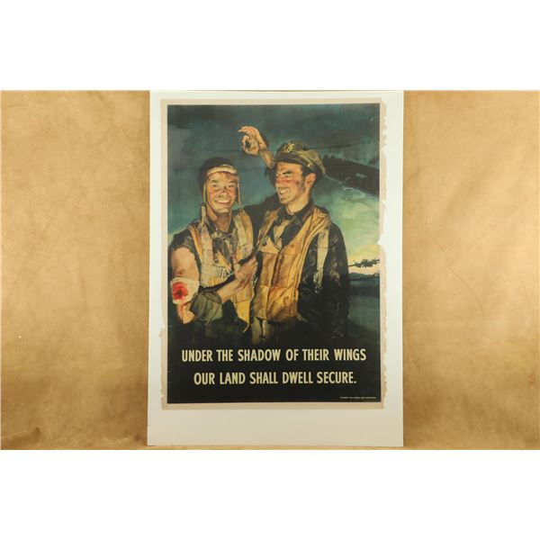 Original 1944 WWII "Under The Shadow Of Their Wings..." 26.75" x 37" Poster