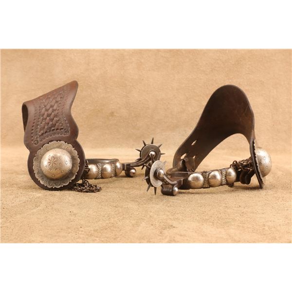 Antique Silver Inlayed California Style Spurs