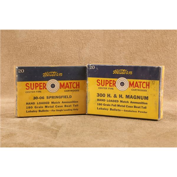 40x Western Super Match Vintage Ammo: .30-06 & .300 H&H Magnum. Handloaded, Collector Wrapped