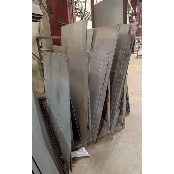 RACK OF ASSORTED SHEET METAL INCL: 304 STAINLESS