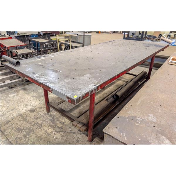 CUSTOM STEEL WORKTABLE W/ DRAWERS 120" X 49" X 36"