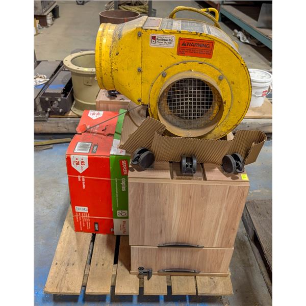 PALLET OF WOODEN FILING CABINETS W/ 1570CFM AIR