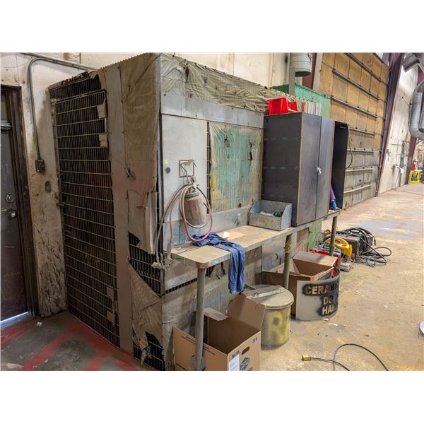 CUSTOM STEEL TOOL CAGE W/ MOUNTED WORKTABLE &