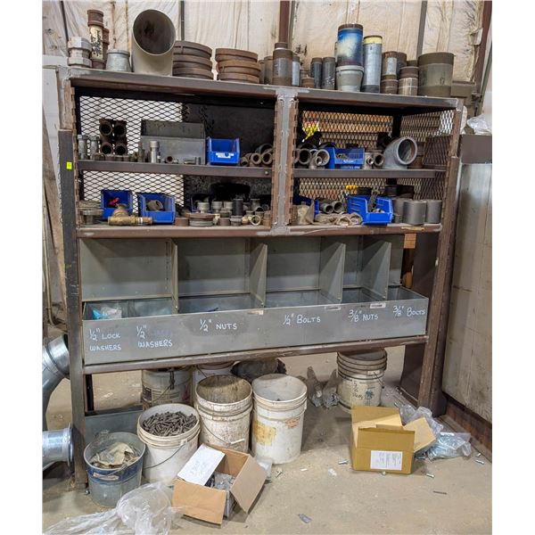 CUSTOM METAL RACK W/ CONTENTS INCL: ASSORTED