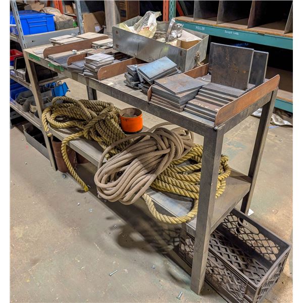 CUSTOM STEEL RACK W/ CONTENTS INCL: ROPE & STEEL