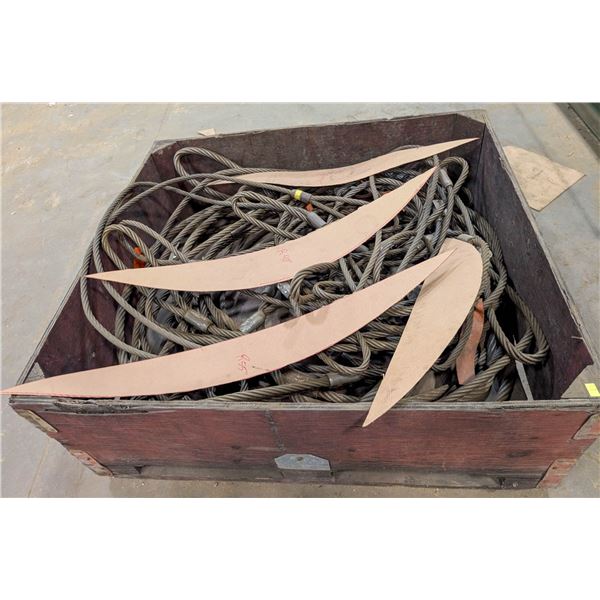 CRATE OF ASSORTED CABLE SLINGS