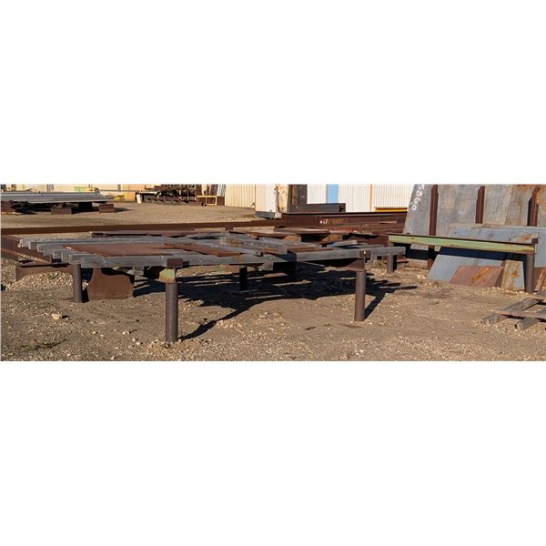 LOT OF THREE 120" X 29" I-BEAM STANDS W/ PLATE