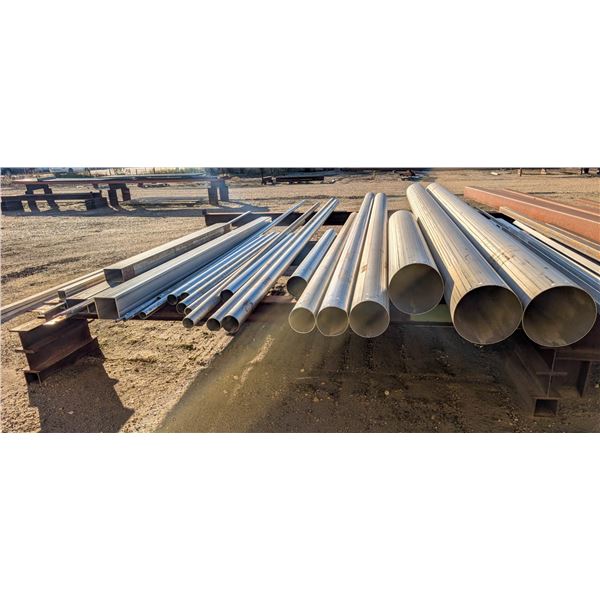 LOT OF 3 I-BEAM STANDS W/ ASSORTED METAL PIPING &