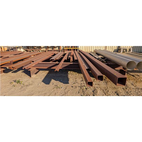 LOT OF 3 LONG I-BEAM STANDS W/ ASSORTED SQUARE &
