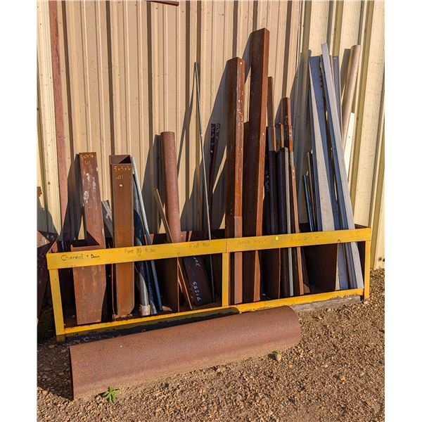 CONTAINER OF ASSORTED METAL STOCK INCL: ANGLE IRON