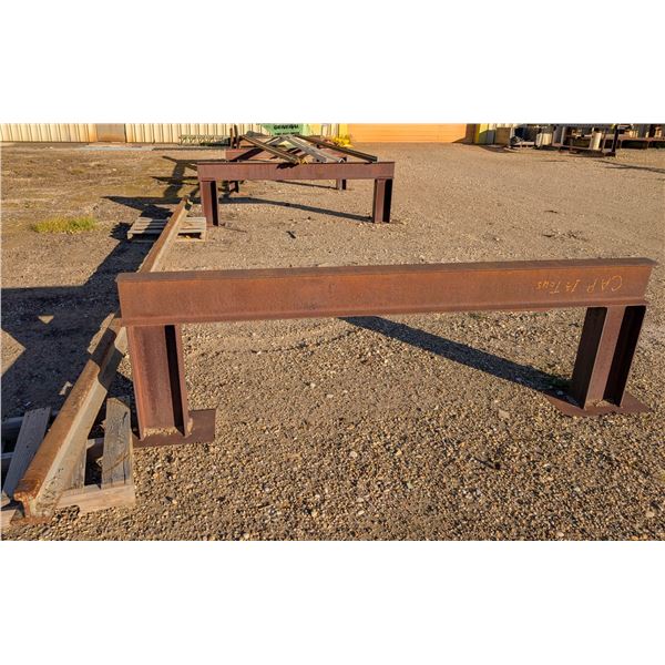 LOT OF 4 I-BEAM STANDS W/ ASSORTED ANGLE IRON &