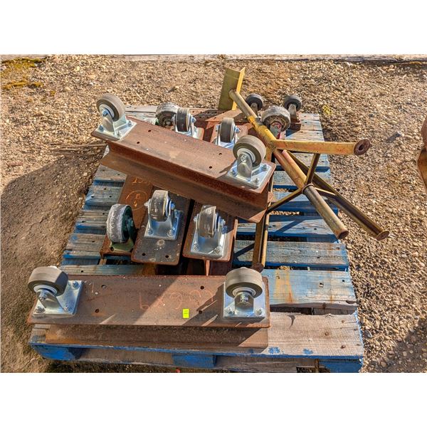 PALLET OF ASSORTED I-BEAM ROLLER  DOLLIES