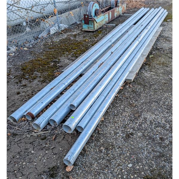 LOT OF 9 ASSORTED DIAMETER METAL TUBES APPROX 21'