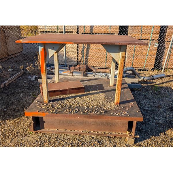 CUSTOM STEEL WORK TABLE SOLD W/ HEAVY DUTY I-BEAM