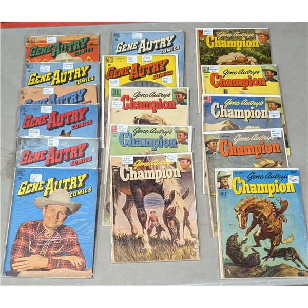 VTG 1940s-50s Dell Gene Autry Comics & Champion Lot - #27, #31 & #12 & More