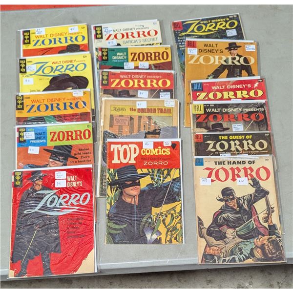 VTG Walt Disney Zorro Comic Lot - Dell, Gold Key & Top Comics - The Hand of Zorro & More