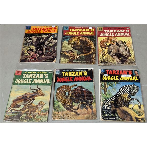 VTG 1950s Dell Tarzan's Jungle Annual & Jungle World Comic Lot - #6 & More