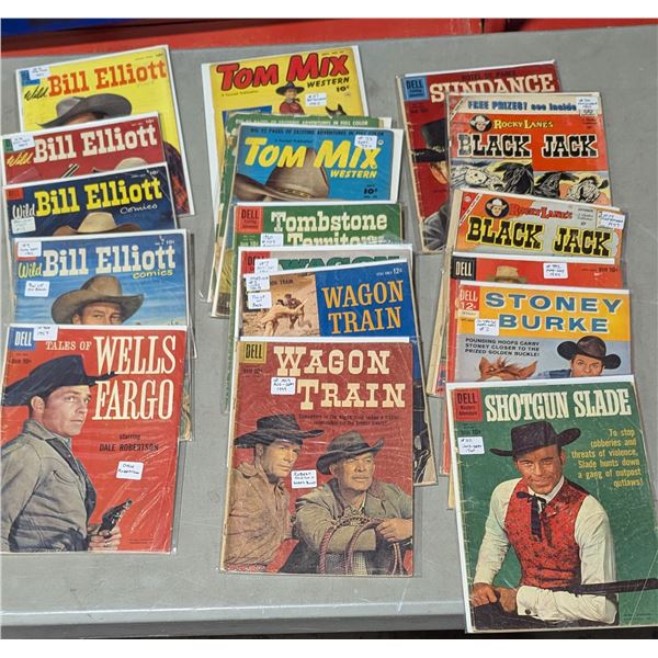 VTG Western Comic Lot - Tom Mix, Rocky Lane's Black Jack, Wild Bill Elliott & More