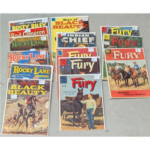 VTG Western Comic Lot - Rocky Lane, Fury, Rusty Riley & More