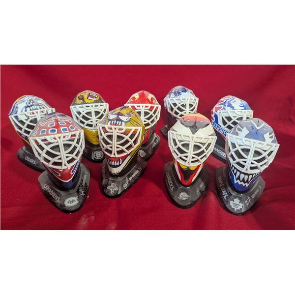 NHL Goalie Mask Miniatures Lot of 9 - Canadiens, Oilers, Canucks, Maple Leafs & More