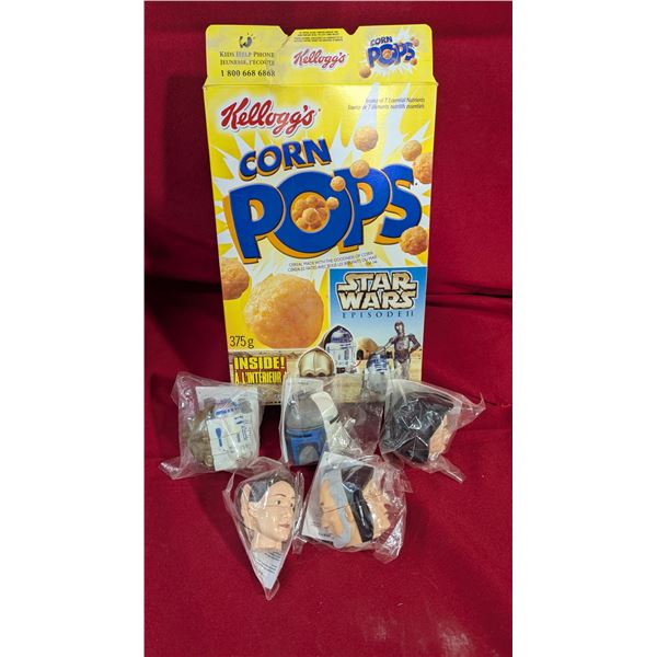 VTG Kellogg's Corn Pops Star Wars Episode I Cereal Box w/ 5 Sealed Toys